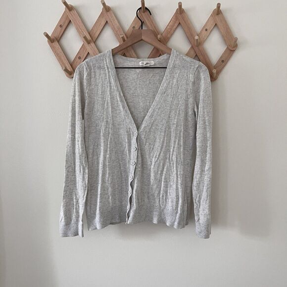 Forever 21 Cardigan Womens Medium Gray Knit Lightweight Sweater Button - Large - Picture 3 of 6